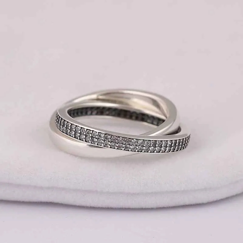 Натуральная 925 пробы серебро сладкий обещание с двойной пряжкой кольца для