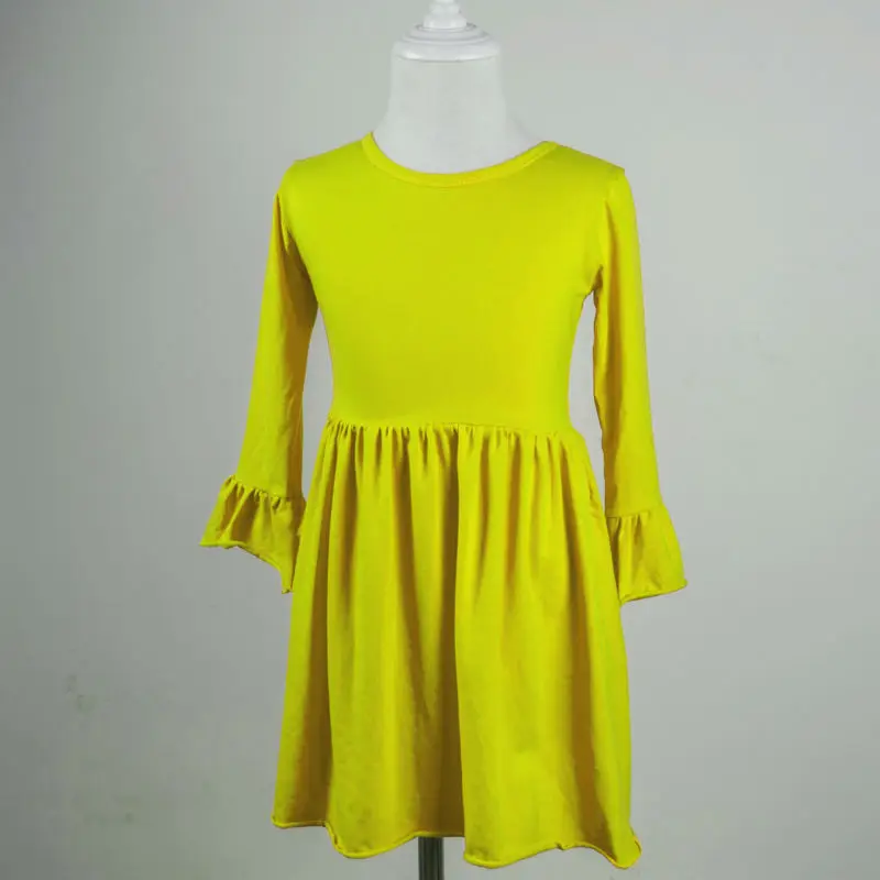 

2016 new long sleeve fall winter party dress children frocks designs ruffles solid fashion Baby Girl Dress, Baby Dress
