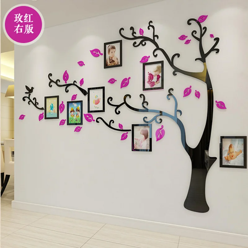 Rosered RIGHT Большой 3D DIY Семья фотографии Дерево акриловые Стикеры Настенный декор Гостиная Спальня Art фоторамка Стикеры s на стены - Цвет: Rosered RIGHT