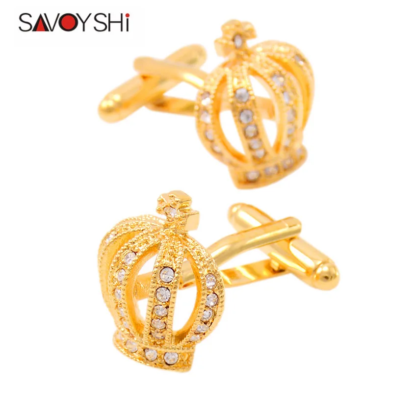 Роскошные запонки SAVOYSHI короны для мужчин Подарочные рубашек высококачественные