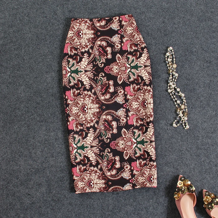 Юбка карандаш с принтом для женщин модная дизайнерская цветами граффити средней