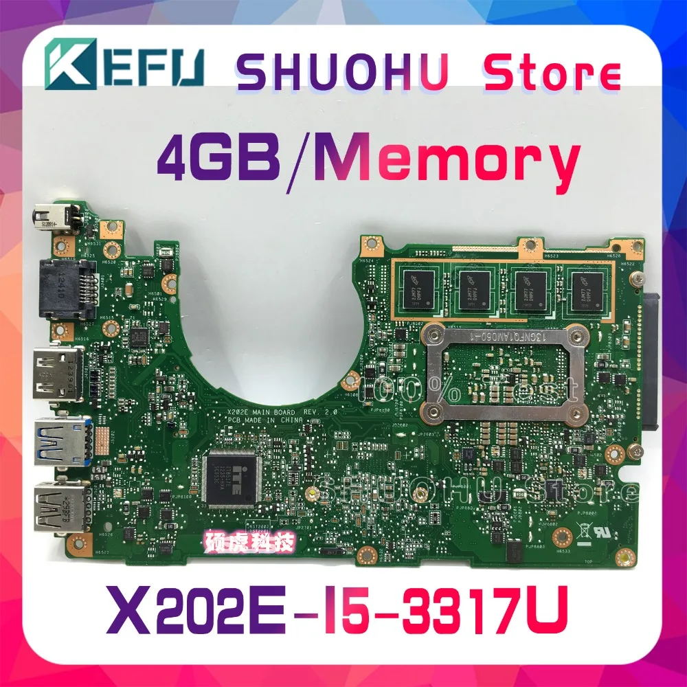 KEFU для ASUS I5-3317U 4G/памяти X202E X201E S200E X201EP материнская плата для ноутбука протестированы работу оригинальная материнская плата