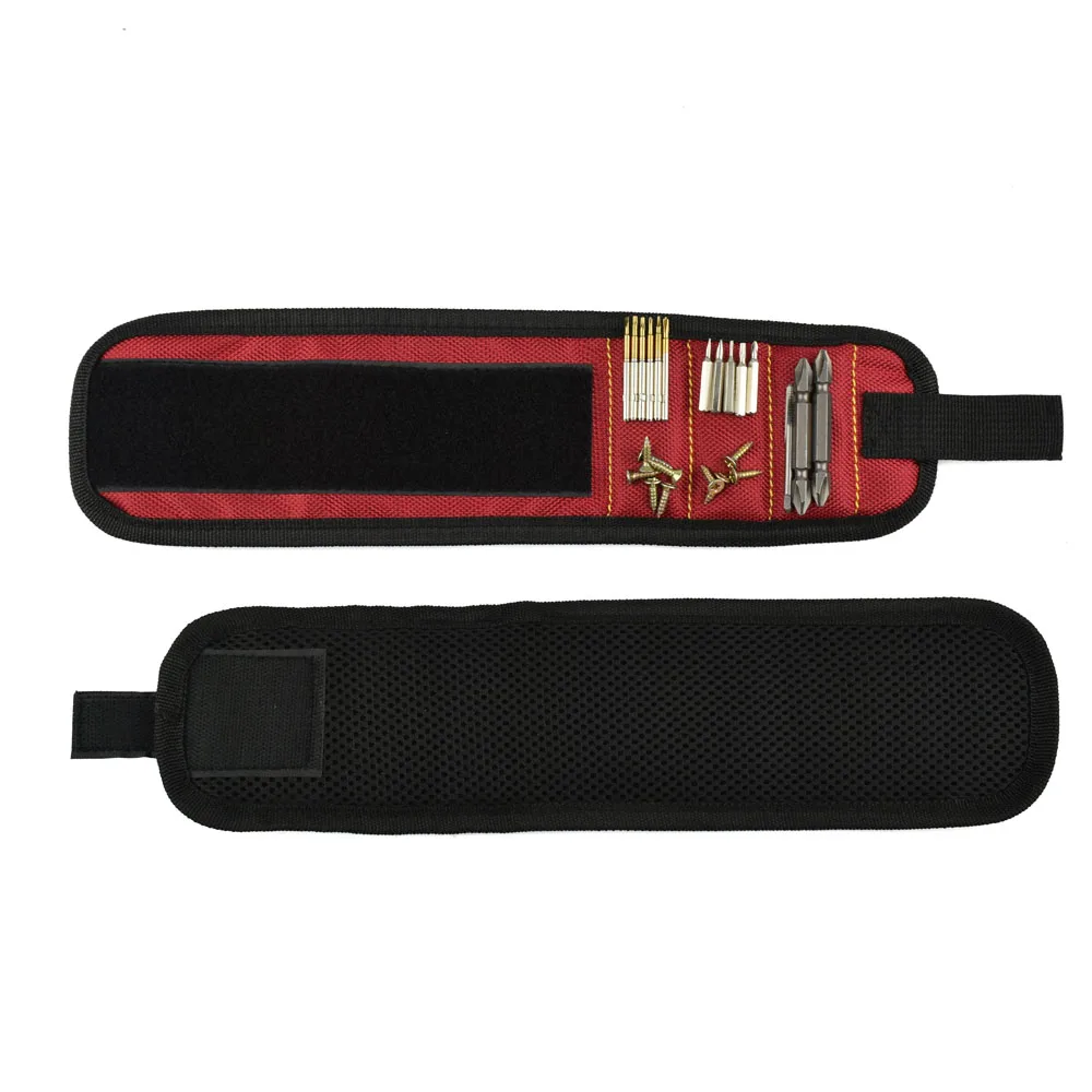 Red Tool Bag Инструмент для ремонта полиэфирный магнитный браслет Портативная сумка для инструмента электрик наручный инструмент ремень для винтовых гвоздей держатель для сверла - Цвет: Red Tool Bag