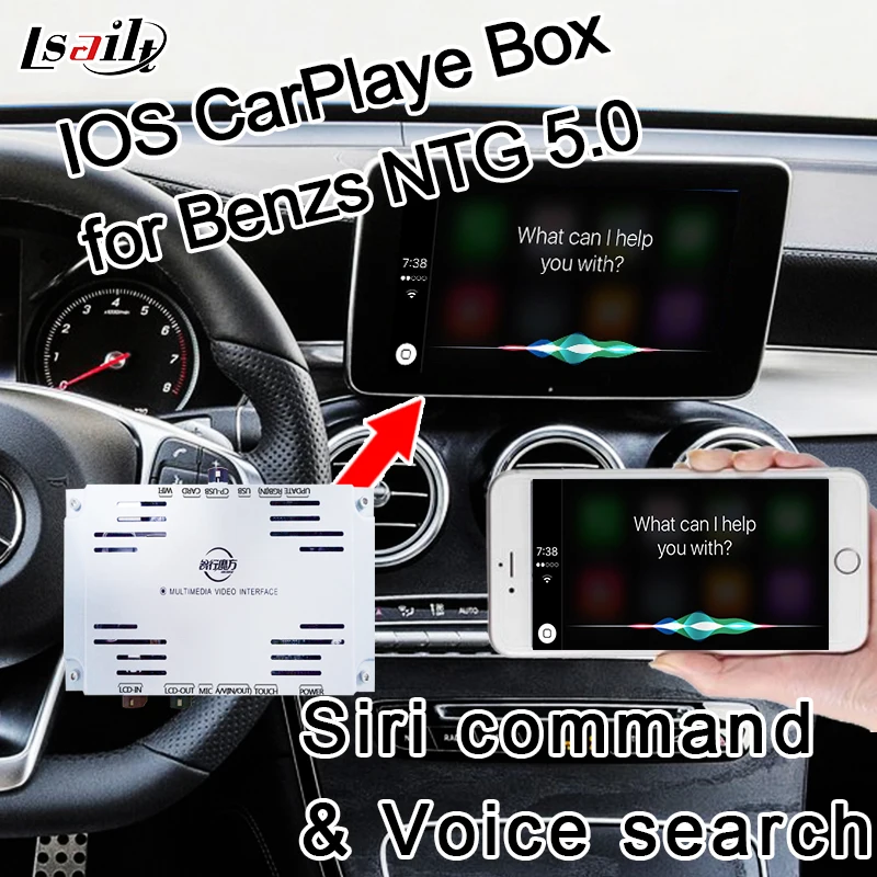 Интерфейс Plug &amp Play Auto для 2015-2018 Benz C/E/A/B/ML/GLK Ntg 5 0 с Siri Command carplay box от Lsailt | Автомобили и