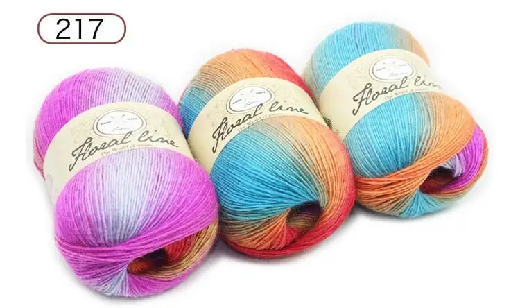color 217 TPRPYN 2 шт = 200 г пряжа для вязания крючком lanas кашемировая пряжа для вязания радужной линии - Цвет: color 217