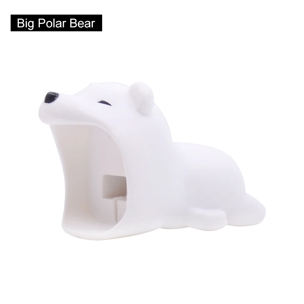 Big Polar Bear CHIPAL большой укус животных кабель протектор для iPhone USB органайзер для кабеля данных зарядное устройство моталки Chompers Акула панда мультфильм укусы - Цвет: Big Polar Bear