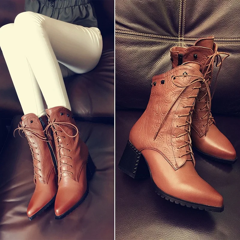 Женские зимние толстые теплые флисовые короткие Ботинки Martin с острым носком на