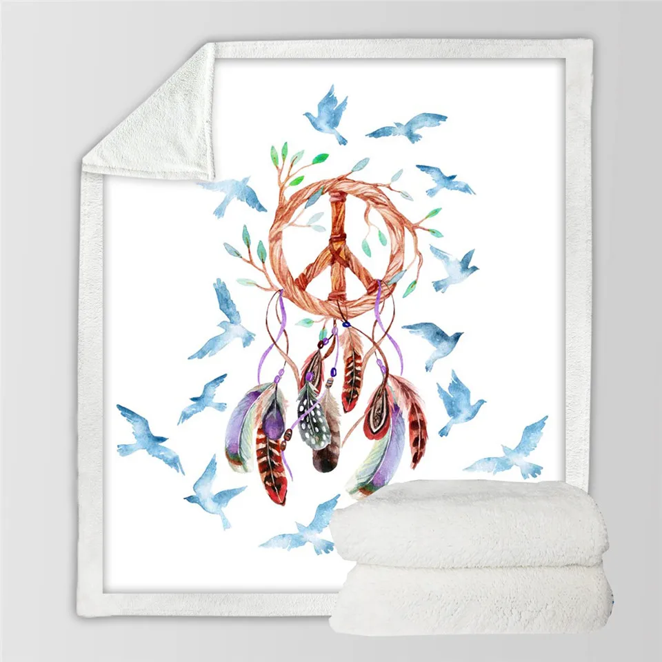 BeddingOutlet одеяло Ловец снов акварельный богемный микрофибра шерпа плед красочное