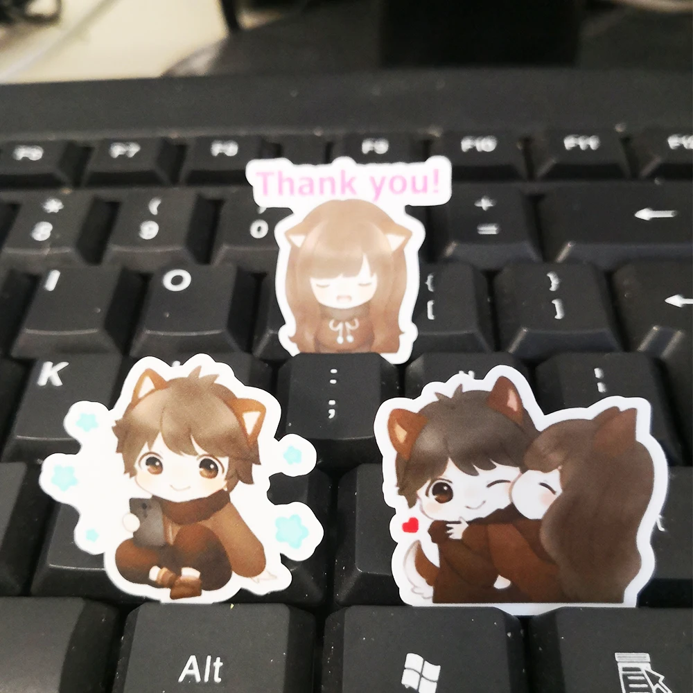 

20/40pcs Hand-painted Romantic Fox Ear Couple Stickers Small Size Cartoon Scrapbook Decoration Random Not Repeat