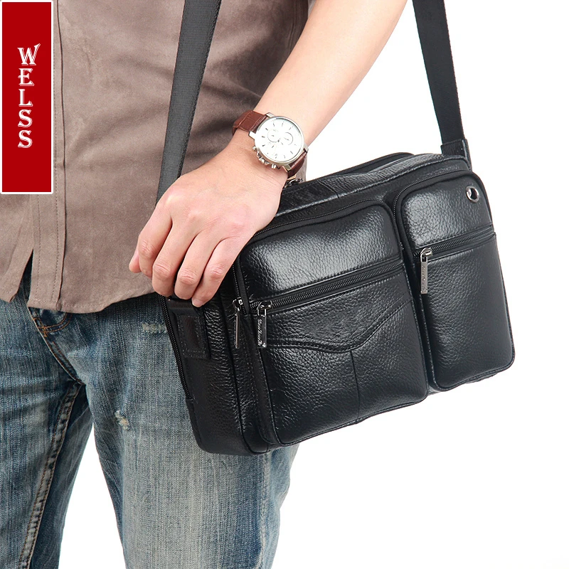 Модная мужская сумка-мессенджер из натуральной кожи сумка через плечо известные