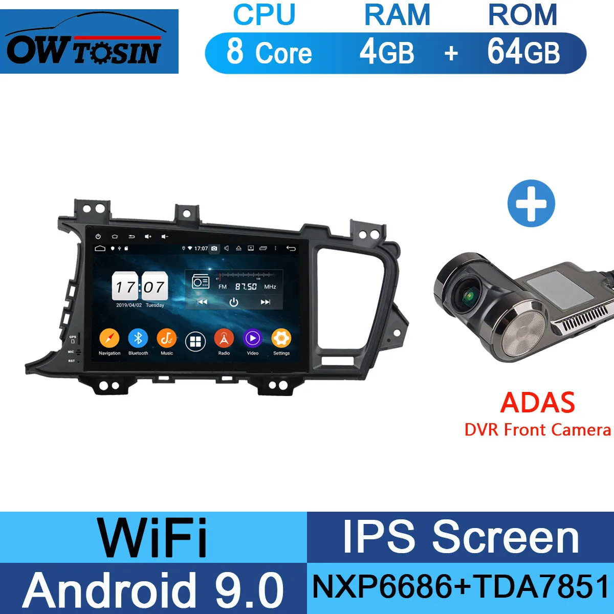 64G Adas Camera " ips Android 9,0 8 ядерный 4G+ 64G Автомобильный мультимедийный плеер для KIA Optima K5 2010 2011 2012 2013 gps Радио Parrot BT DSP - Цвет: 64G Adas Camera