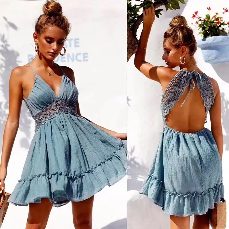 2018 летние Для женщин сексуальная оборками платья бохо платье в полоску без