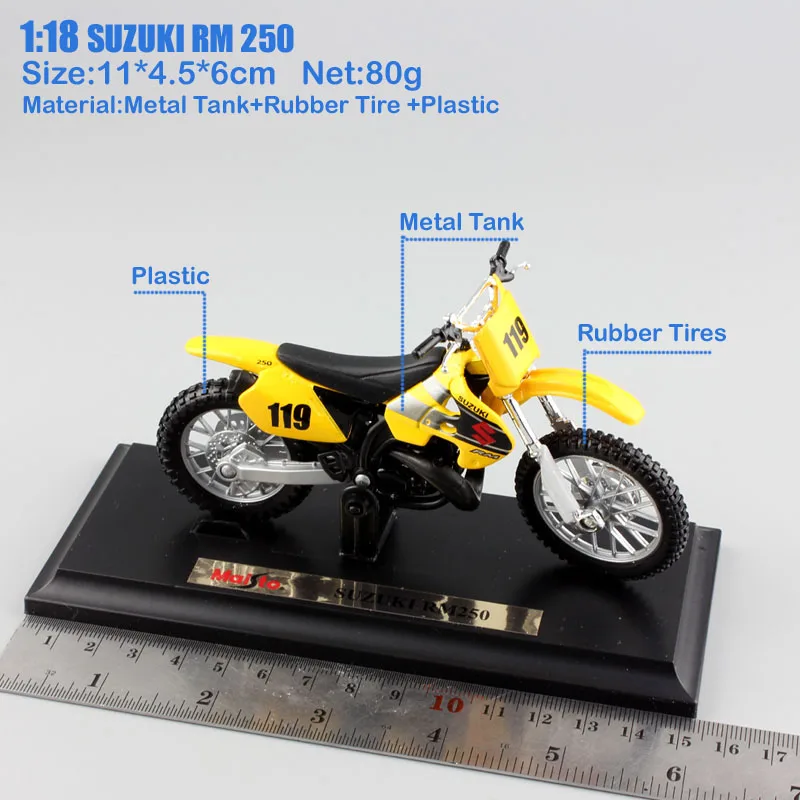 Масштаб 1/18 Maisto No.119 SUZUKI RM250 мотоциклы для кросса MX AMA велосипед superbike металлические
