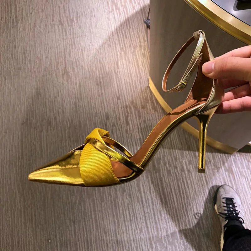 Женские босоножки на высоком тонком каблуке из искусственной кожи с открытым