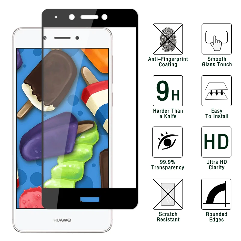 Жесткая Защитная стеклянная пленка для Huawei Enjoy 6S полное покрытие тонкий экран
