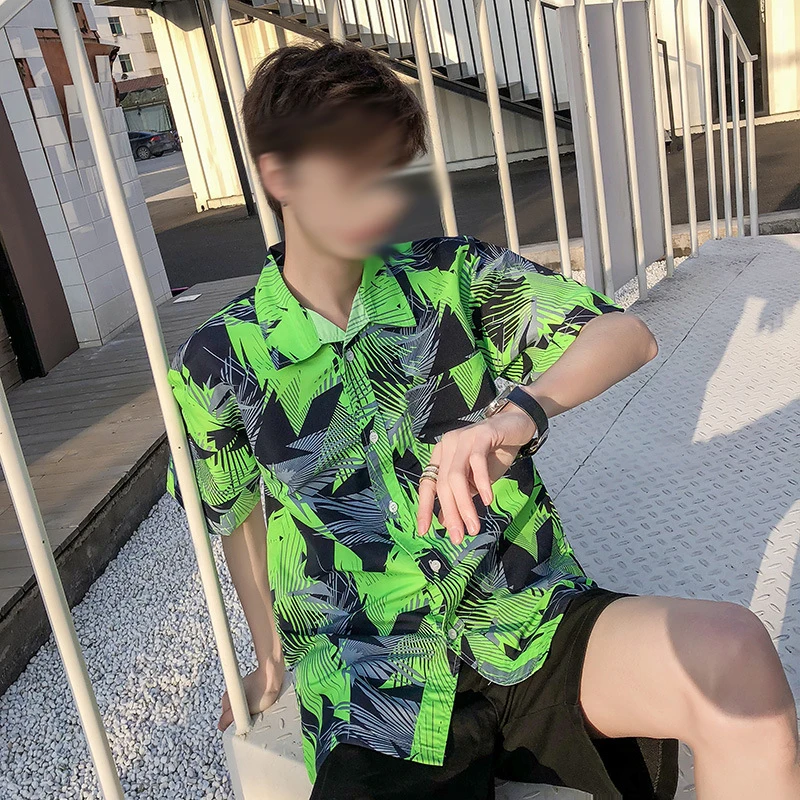 

Casual Shirts Men Fast drying Holiday beach shirt Clothing Short Sleeve Shirt Summer beach floral mens dress shirt camisa