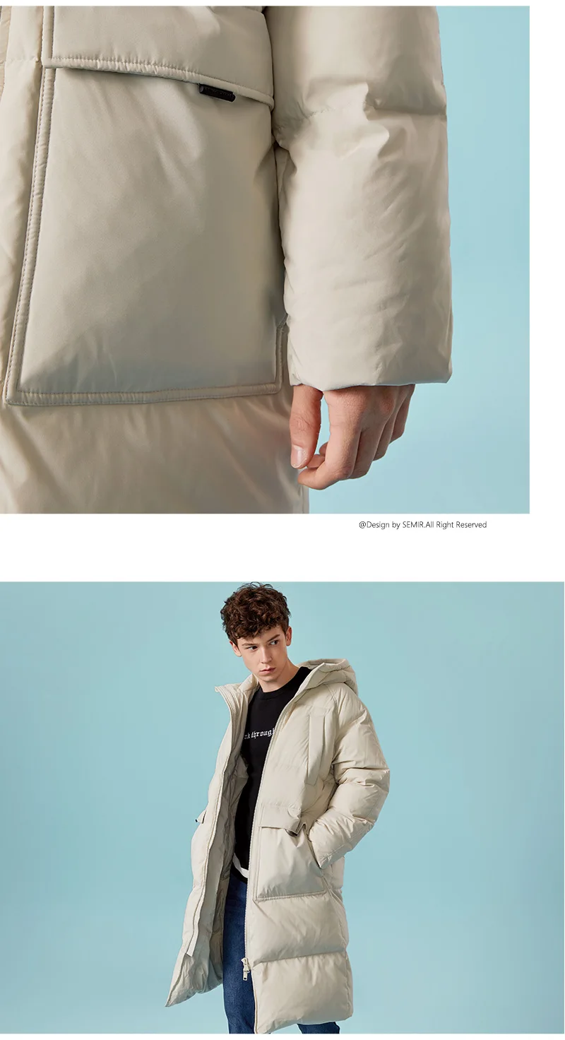 SEMIR новая одежда зимняя куртка мужская деловая длинная толстая зимняя куртка мужская однотонная модная верхняя одежда теплое длинное пальто для мужчин