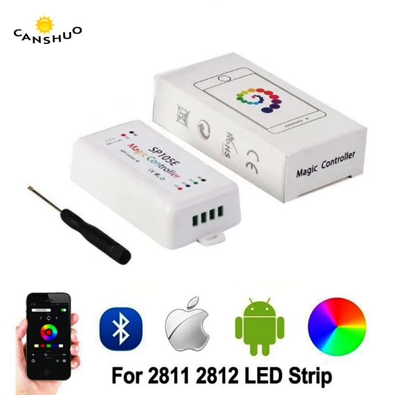 DC5 24V SP105E волшебный контроллер Bluetooth 2048 пикселей для WS2811 2812 2801 6803 IC Светодиодная