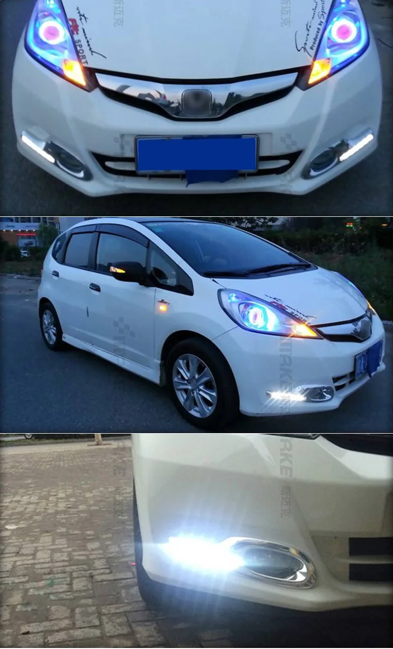 SNCN светодиодный светильник дневного света для Honda Fit Jazz 2011 2012 2013 желтый сигнал поворота реле водонепроницаемый 12 В DRL противотуманная фара украшение