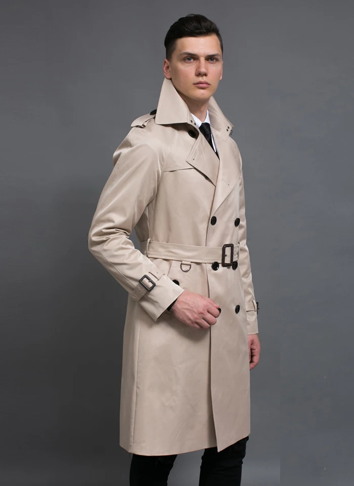 S-6XL, Мужской плащ, британский стиль, весна-осень, бушлат, двубортный, тонкий, однотонный, мужской, ветровка, 4 цвета