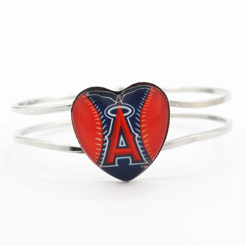 baseball sports Los Angeles Angels team charms alloy heart bracelet 6pcs/lotbangle bracelets jewelry for man woman | Украшения и