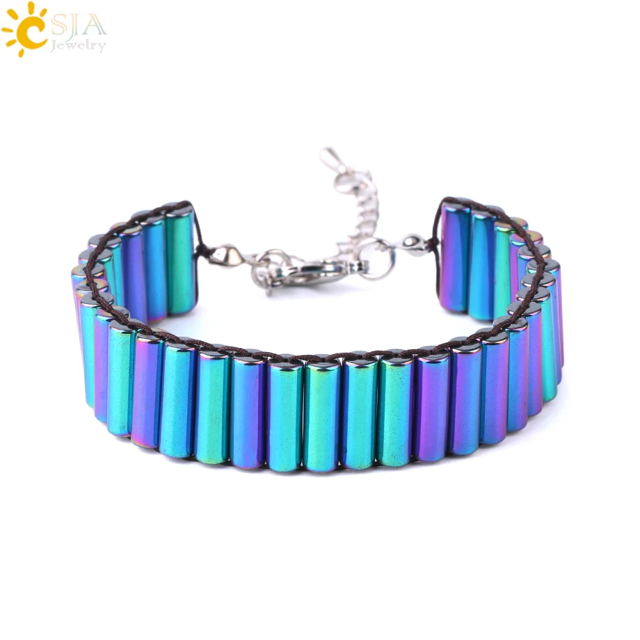 Браслет CSJA с колокольными натуральными камнями гематит цветной браслет золотого