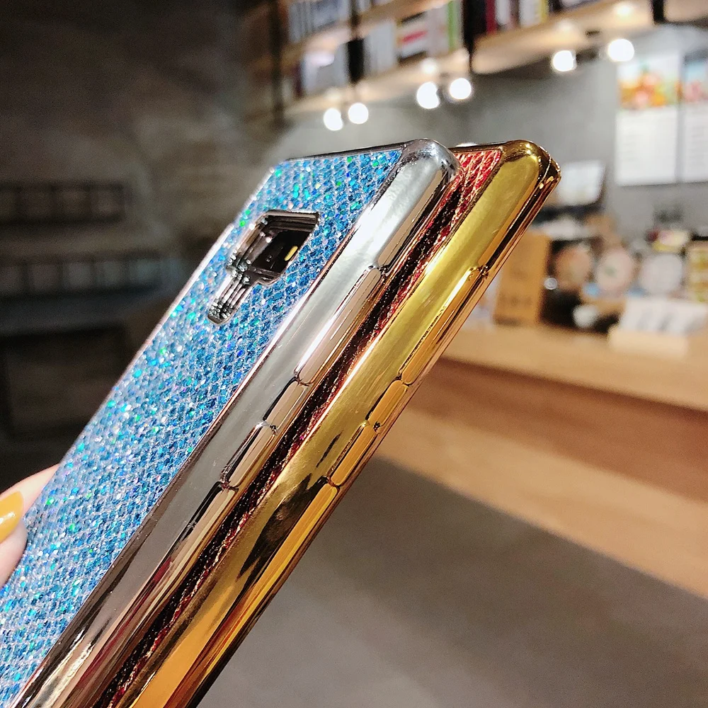 Блестящий Мягкий силиконовый чехол с блестками для Samsung Galaxy S8 S9 Note 8 9 A8 J4 J6 Plus J8 J3 J5