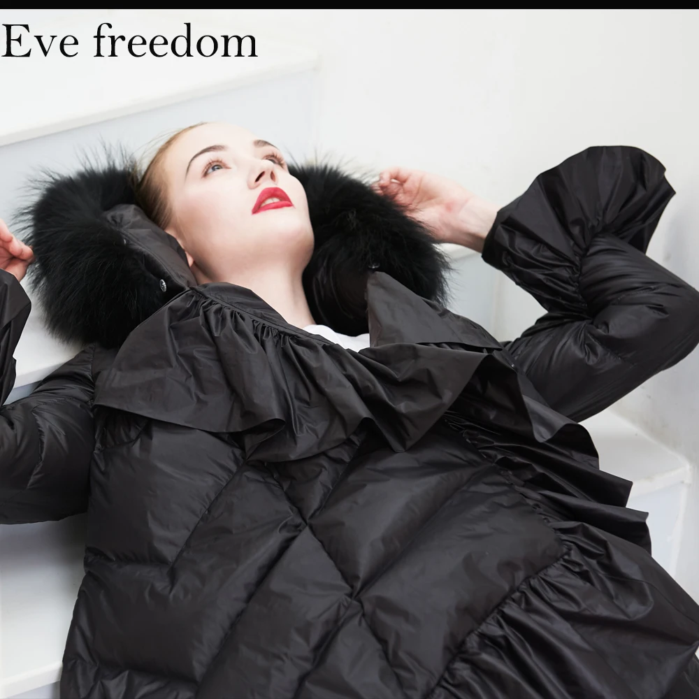 Women's Jacket 2020 Winter Fashion Ruffled Hooded Irregular Design Personality Spire Thickening Plus Size Ladies Down Jacket