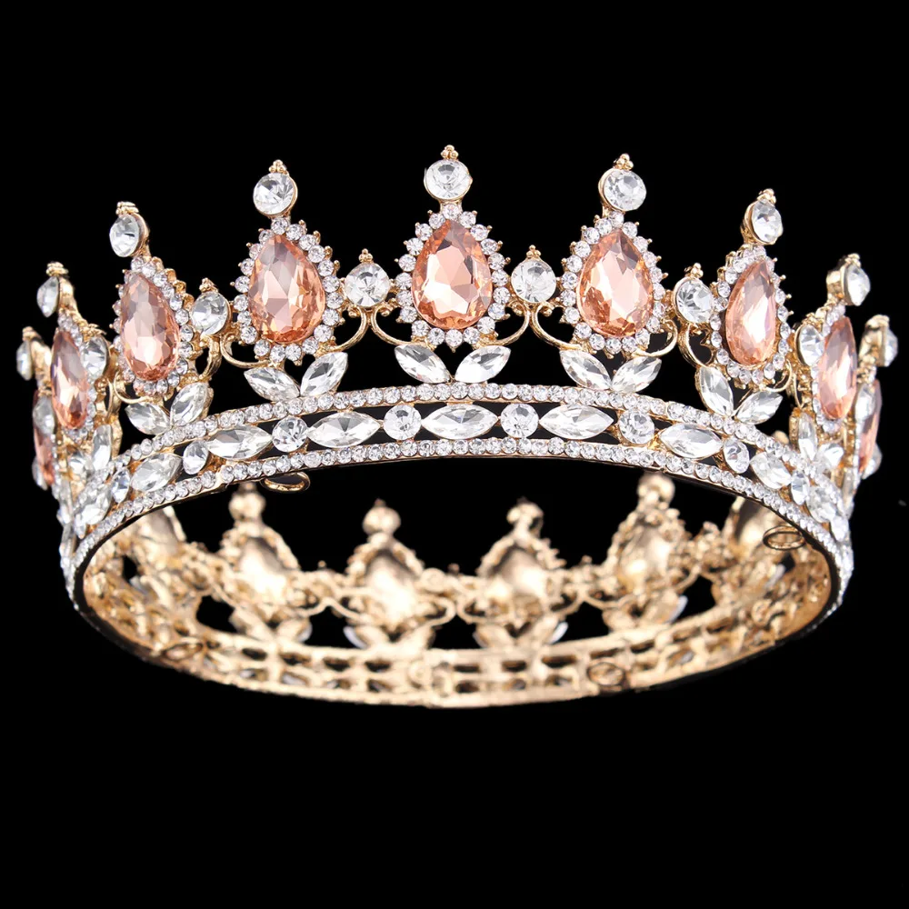 

Huge Baroque Crown Rhinestone Queen Hair Ornaments Jewelry Princess Bride Wedding Headdress Crystal Wedding Hair Jewelry Crown