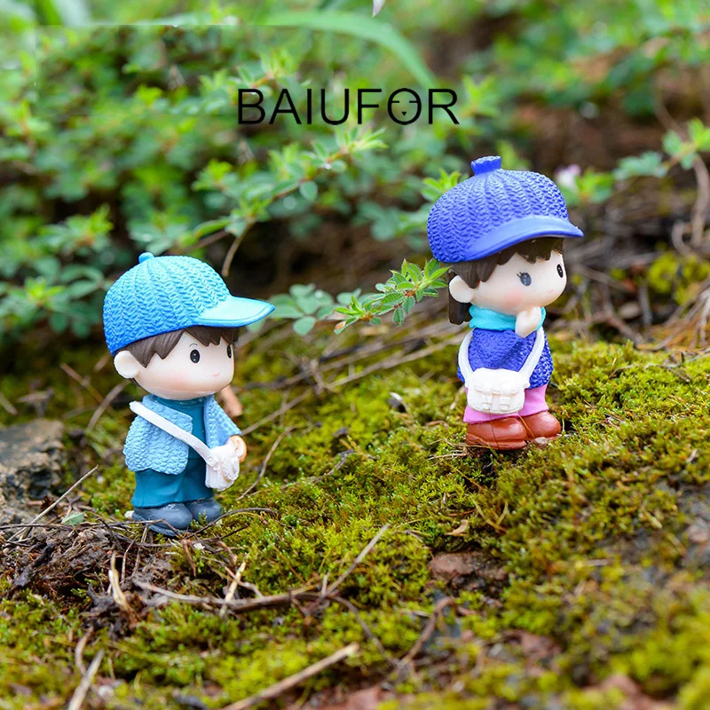 BAIUFOR пара кукла миниатюры и фигурки мультфильм мальчик девочка мини сад Декор