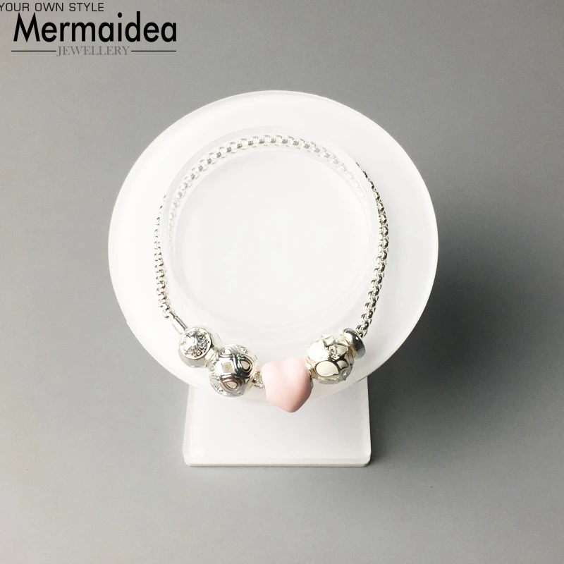 2020 новый браслет с бусинами розовое сердце лотоса Карма Посеребренная