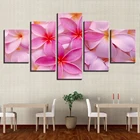 Современные картины на холсте для домашнего декора стен 5 шт. красивый розовый Плюмерия рубра цветы картины HD ПЕЧАТЬ Плакаты