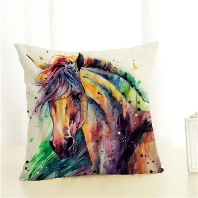 23 Лошади диванную подушку Чехол домашнего декора 45 см х 45 см белье квадратный диван-кровать с принтом в виде машинок, накидка для подушки, льняная наволочка для подушки - Цвет: 23