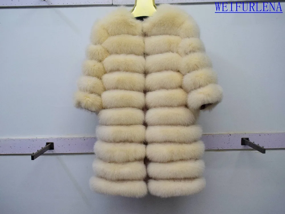 New Brand Winter Real Blue Fox Fur Coat Thick Warm Imitation Of Sables Women's Light Brown Long Jacket The fox fur Coat