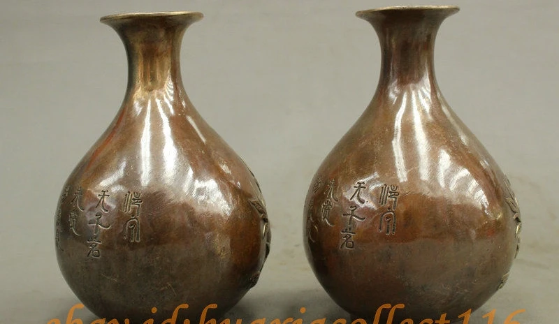 Народная китайская Бронзовая техника счастливая летучая мышь Персиковый Цветок