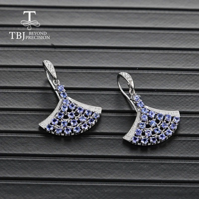 TBJ танцующая девушка натуральный 3ct Синий танзанит серьги крючки серебро 925 пробы