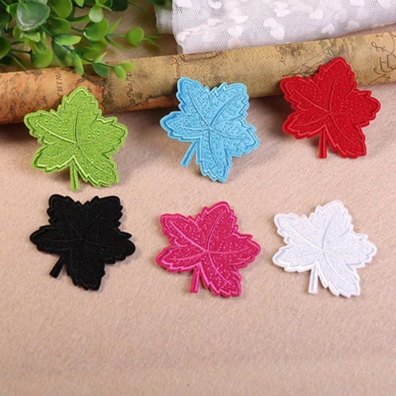 5 шт. цветные нашивки в виде кленового листа с вышивкой аппликация для одежды