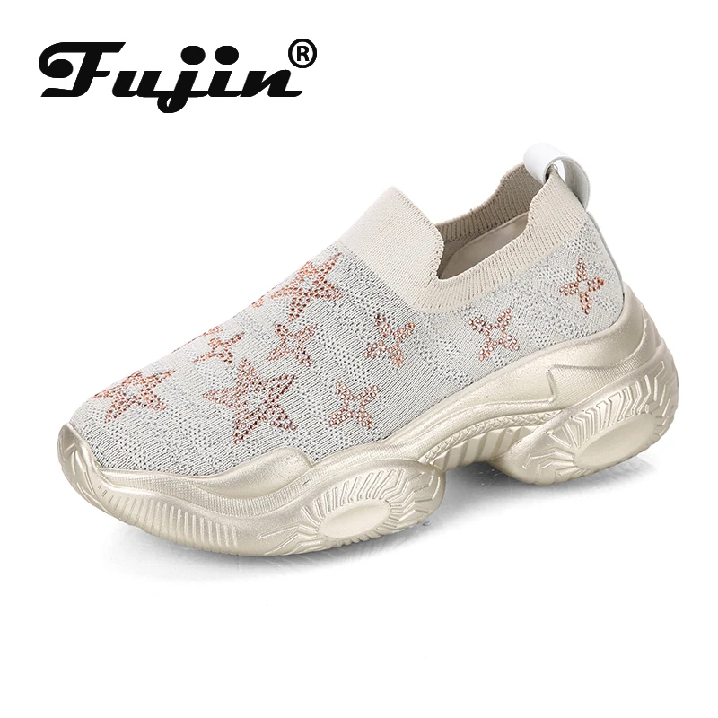 Fujin/женская трикотажная дышащая обувь Обувь для носков Прямая поставка Женская