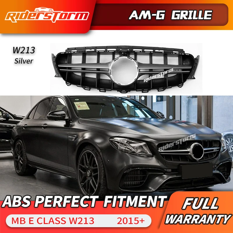 W213 GT решетка E63 стиль передний бампер Гриль серебристый черный для Mercedes Benz E class E200