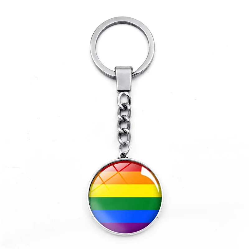Gay Pride Радужный Флаг двусторонний стеклянный кулон брелок для ключей ювелирные