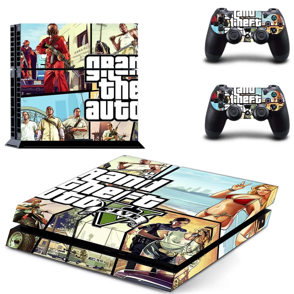 Grand Theft Auto V GTA5 наклейка для PS4 виниловая наклейка, стикер для консоли sony Playstation 4 и 2 контроллера наклейка для PS4 наклейка