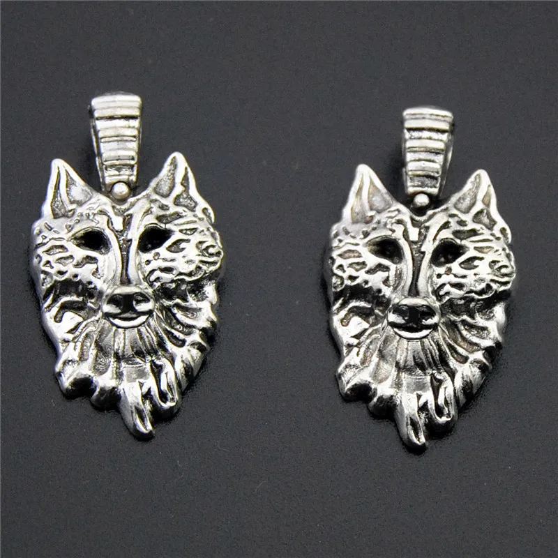 5 шт серебряный цвет голова Волка Шарм кулон для браслета ожерелье ювелирные