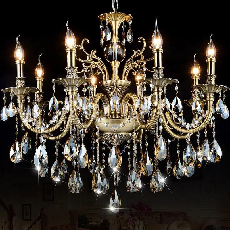 Ретро 8-Arm бронзовая люстра LED candelabro Ресторан Villa Обеденная E14 * 8 бар свет American Vintage