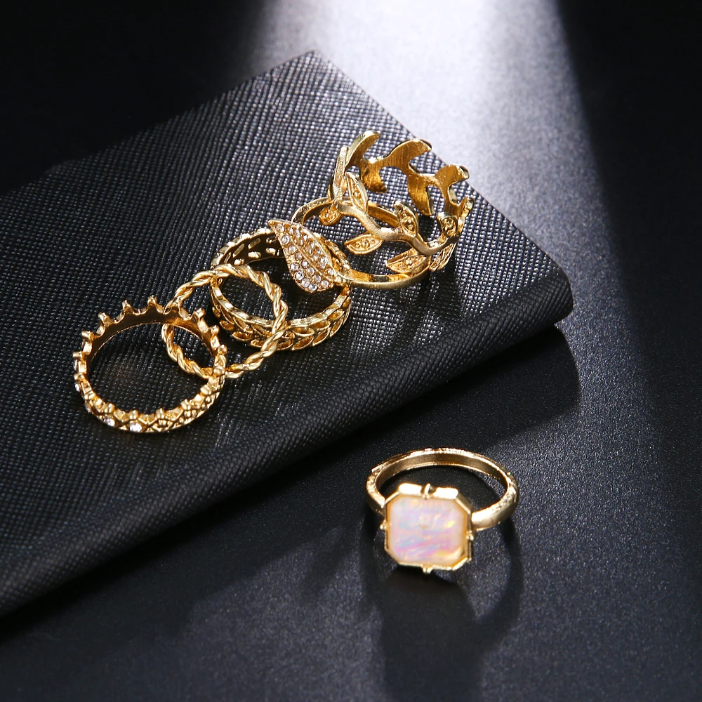 Bohemia Geometric New Fashion Vintage silver colour Gold Color Finger Rings Sets For Women Ladies Jewelry Drop Shipping | Украшения и