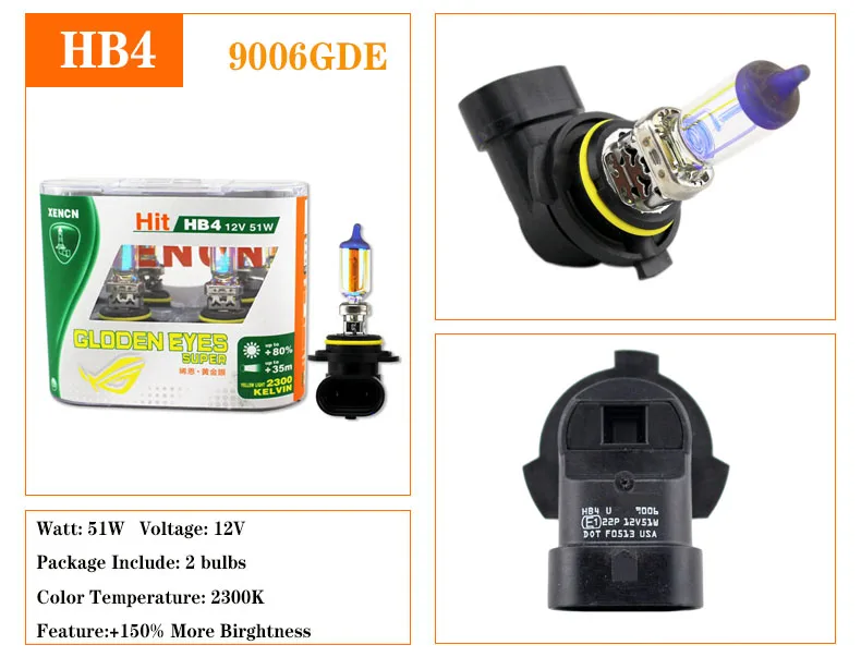 XENCN 12V 2300K Золотой глаз ксеноновые автомобильные галогеновые фары H1 H3 H4 H7 H8 H9 H10 H11 H13 H15 H16 9004 9005 9006 9007 9008 880 881