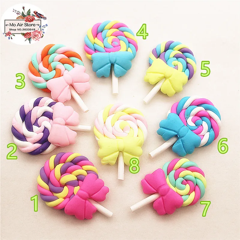 10 шт. Полимерная глина ручной работы леденец с плоским основанием кабошон