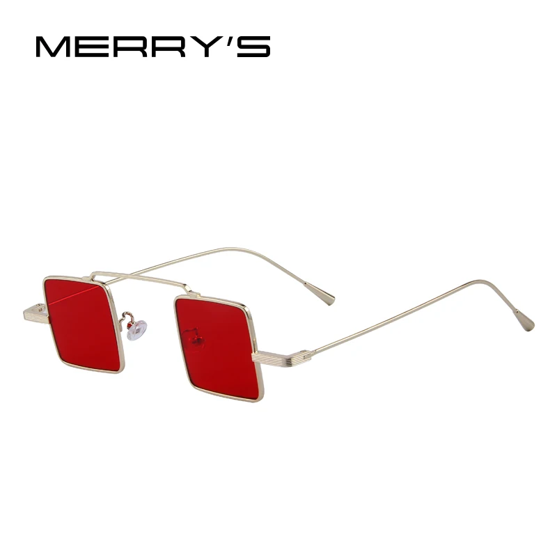 MERRYS винтажные женские/мужские Квадратные Солнцезащитные очки в стиле стимпанк S8084 - Цвет линз: C07 Red