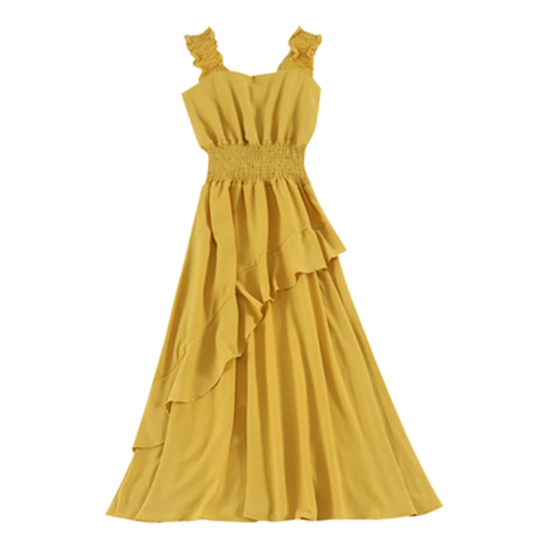 Женское платье с открытыми плечами Пляжное Платье на тонких бретельках широким