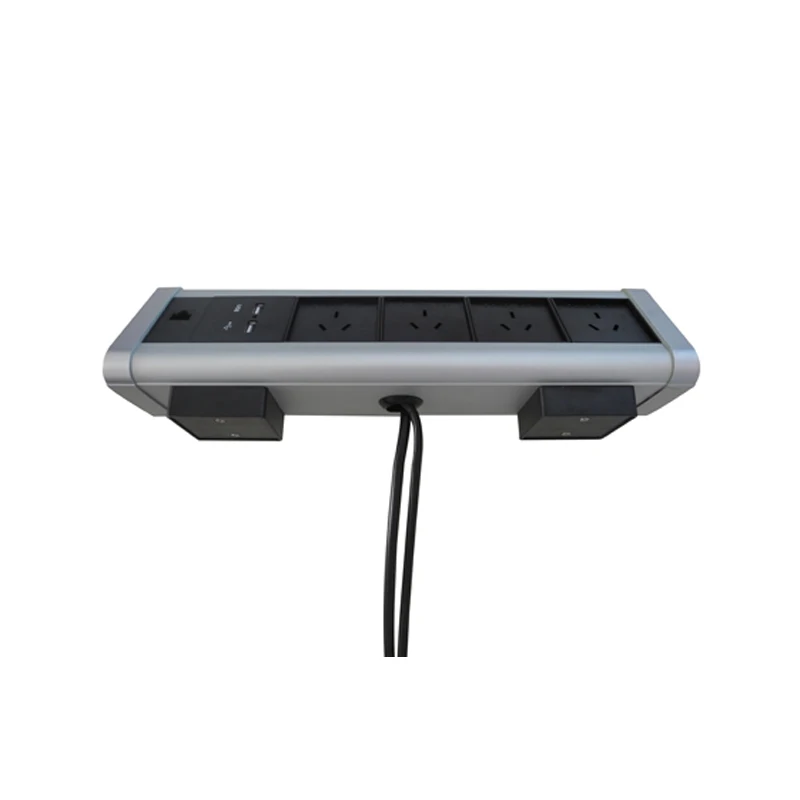 Треугольная настольная розетка зажим на стол 4 универсальная + 2 Зарядка USB 1RJ45