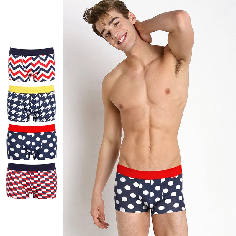 Новинка 2019 мужские трусы шорты с геометрическим рисунком нижнее белье в полоску